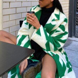 Women'S Elegant Tweed Coat - Long Jacket with Lapel Collar, Fall/Winter